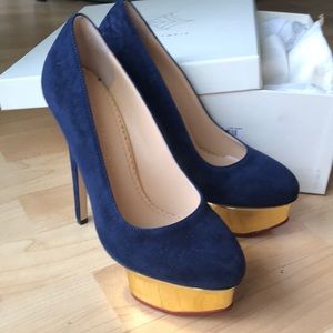 BNIB Charlotte Olympia pumps Navy blue Sz 36
